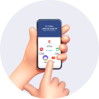 휴대폰 클릭하는 모습